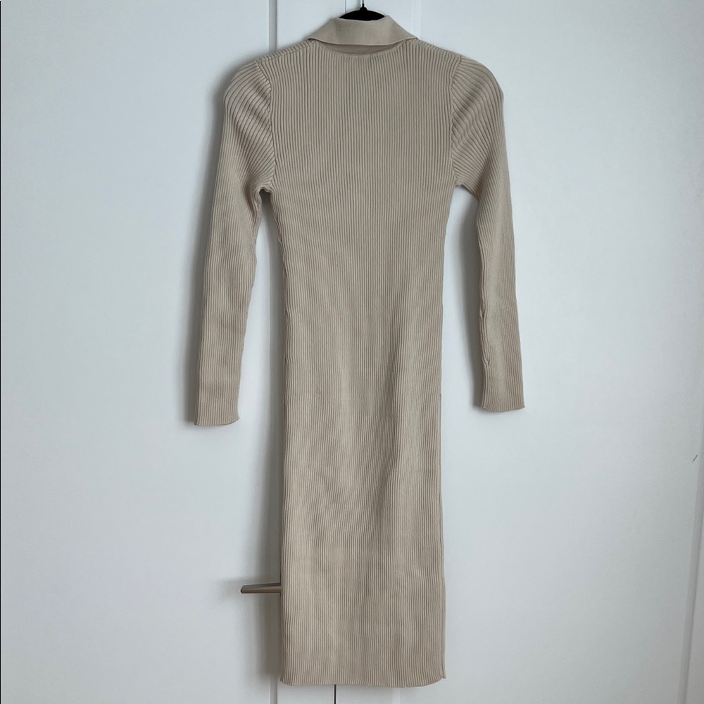 H&M Rib Knit Dress Light Beige - Picture 5 of 10